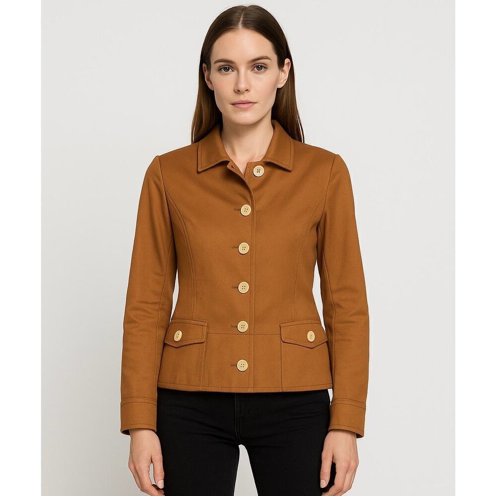 Salvatore Ferragamo Rust Orange Cotton Blend Blazer Jacket Size 10